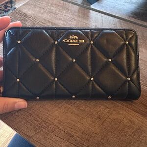 Coach Black Leather Quilted Wallet
